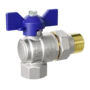 LD Pride. Brass angle ball valve | Female/Straight union DN 15 PN 40 | T-handle (Blue) - под заказ
