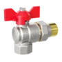 LD Pride. Brass angle ball valve | Female/Straight union DN 15 PN 40 | T-handle (Red) - под заказ
