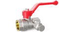 LD Pride. Brass ball valve with drain and air-release М20 thread | Female/Female DN 15 PN 40 | Lever handle (Red) - под заказ