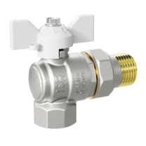 LD Pride. Brass angle ball valve | Female/Straight union DN 15 PN 40 | T-handle (White)