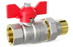 LD Pride. Brass ball valve | Female/Straight union DN 15 PN 40 | T-handle (Red)