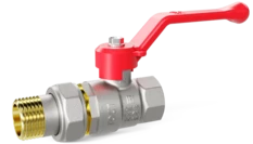 LD Pride. Brass ball valve | Female/Straight union DN 15 PN 40 | Lever handle (Red)