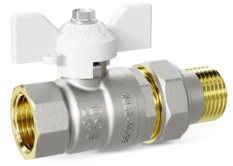 LD Pride. Brass ball valve | Female/Straight union DN 15 PN 40 | T-handle (White)
