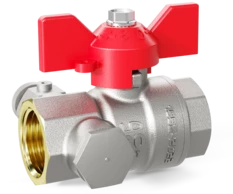 LD Pride. Brass ball valve with drain and air-release | Female/Female DN 15 PN 40 | T-handle (Red)