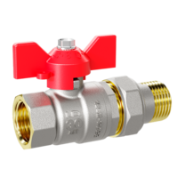 LD Pride. Brass ball valve | Female/Straight union DN 32 PN 25 | T-handle (Red)