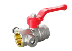 LD Pride. Brass ball valve with drain and air-release | Female/Female DN 15 PN 16 | Lever handle (Red)
