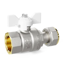LD Pride. Brass ball valve | Female/Coupling nut DN 15 PN 40 | T-handle (White)