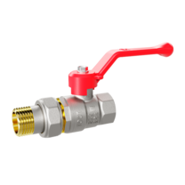 LD Pride. Brass ball valve | Female/Straight union DN 32 PN 25 | Lever handle (Red)