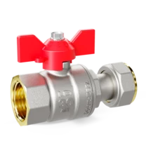 LD Pride. Brass ball valve | Female/Coupling nut DN 15 PN 40 | T-handle (Red)