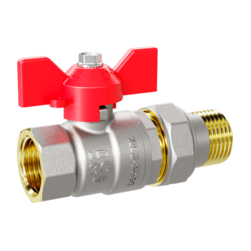 LD Pride. Brass ball valve | Female/Straight union DN 32 PN 25 | T-handle (Red)