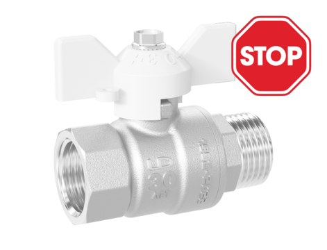 LD Pride. Brass ball valve | Female/Male DN 32 PN 25 | T-handle (White)