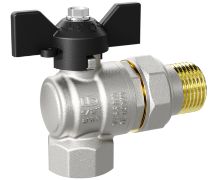 LD Pride. Brass angle ball valve | Female/Straight union DN 15 PN 40 | T-handle