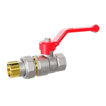 LD Pride. Brass ball valve | Female/Straight union DN 32 PN 25 | Lever handle (Red)