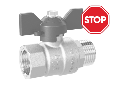 LD Pride. Brass ball valve | Female/Male DN 32 PN 25 | T-handle (Red)