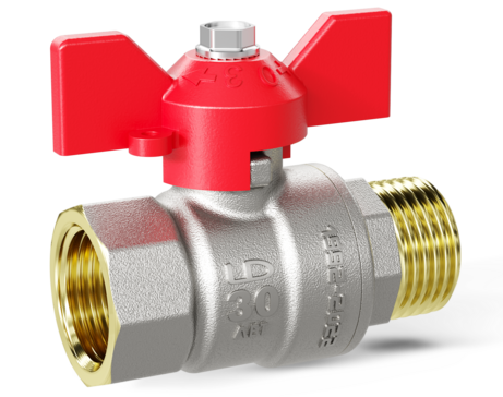 LD Pride. Brass ball valve | Female/Male DN 20 PN 40 | T-handle (Red)