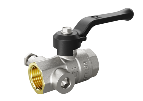 LD Pride. Brass ball valve with drain and air-release | Female/Female DN 15 PN 16 | Lever handle