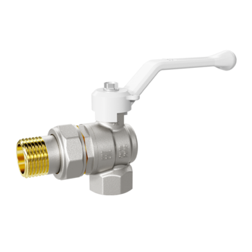 LD Pride. Brass angle ball valve | Female/Straight union DN 15 PN 40 | Lever handle (White)